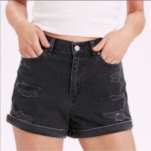 AMERICAN EAGLE | Distressed Black Wash Denim Jean Mon Shorts Women’s Size 16